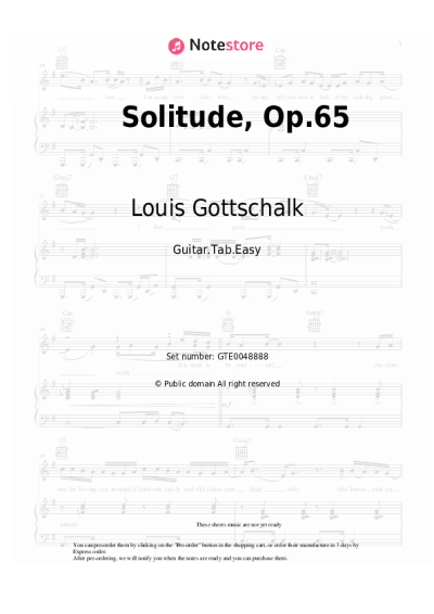 Sheet music, chords Louis Gottschalk - Solitude, Op.65