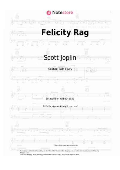 Sheet music, chords Scott Joplin - Felicity Rag