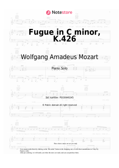undefined Wolfgang Amadeus Mozart - Fugue in C minor, K.426