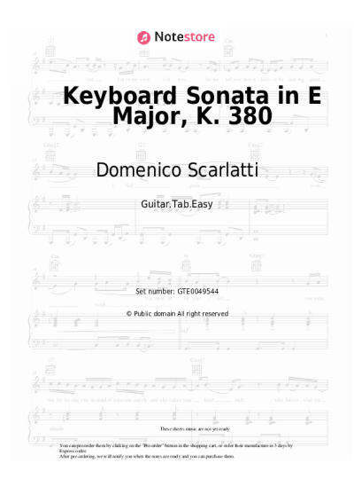 Sheet music, chords Domenico Scarlatti - Keyboard Sonata in E Major, K. 380