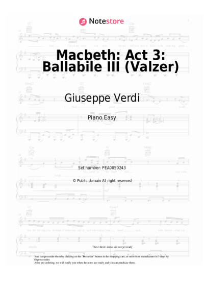 Sheet music, chords Giuseppe Verdi - Macbeth: Act 3: Ballabile III (Valzer)