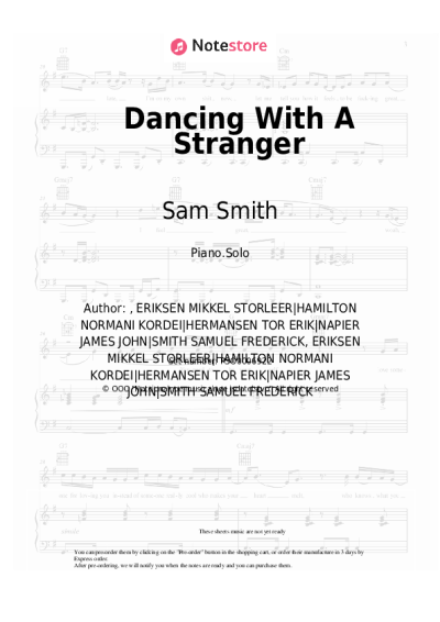 Sheet music, chords Sam Smith, Normani - Dancing With A Stranger