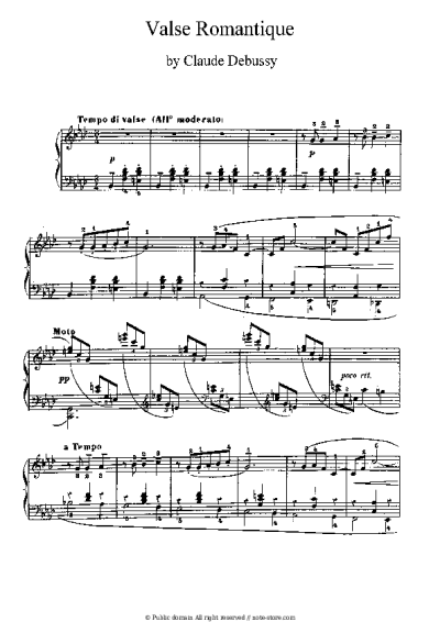 Sheet music, chords Claude Debussy - Valse Romantique