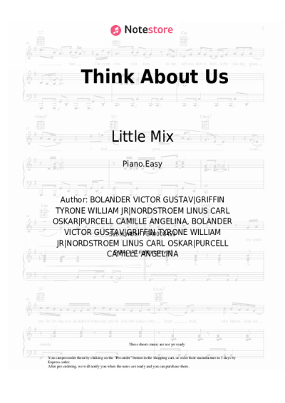 Sheet music, chords Little Mix, Ty Dolla Sign - Think About Us