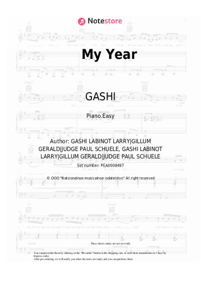 Sheet music, chords GASHI, G-Eazy - My Year