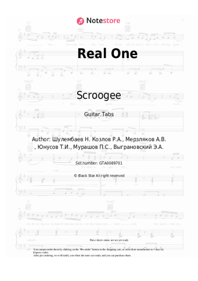 Sheet music, chords Scroogee, NaZima - Real One