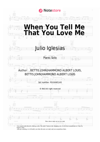 Sheet music, chords Julio Iglesias, Dolly Parton - When You Tell Me That You Love Me