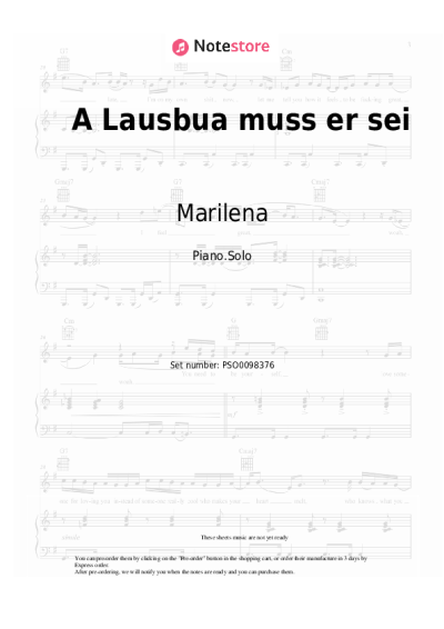 Sheet music, chords Marilena - A Lausbua muss er sei
